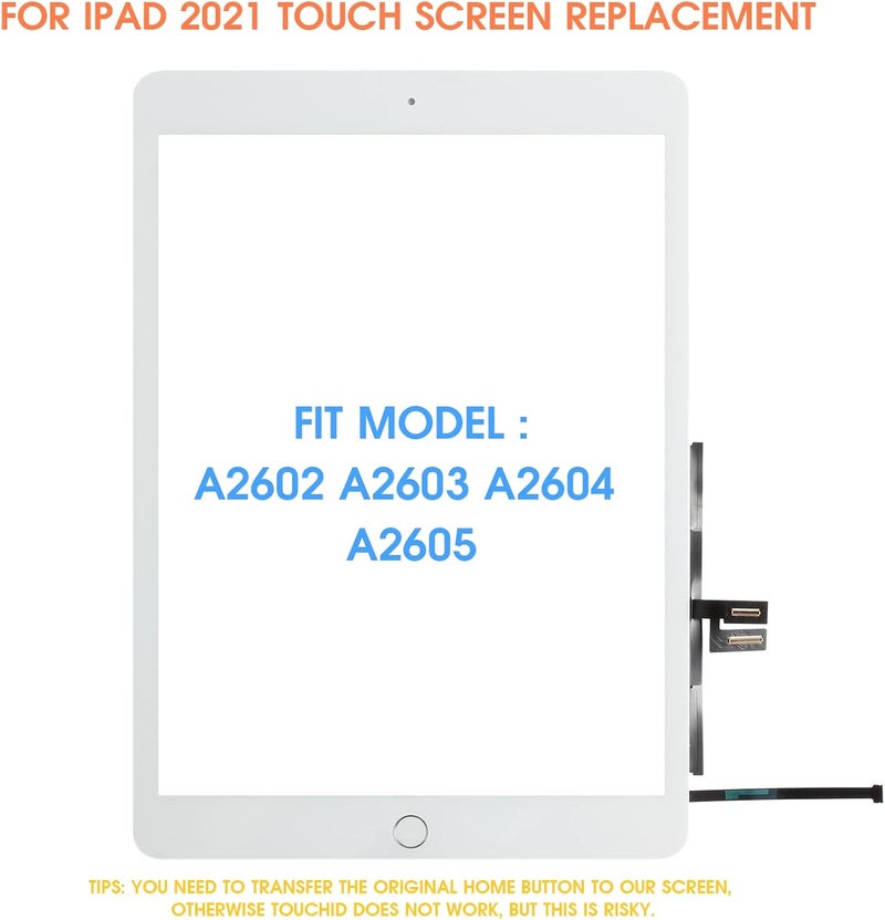 ARSSLY for iPad 9 9th Gen Screen Replacement,Touch Screen Digitizer for iPad 9th Generation 2021 A2602, A2603, A2604, A2605 10.2 inch Touchscreen Glass Kits with Home Button (White) - Image 2